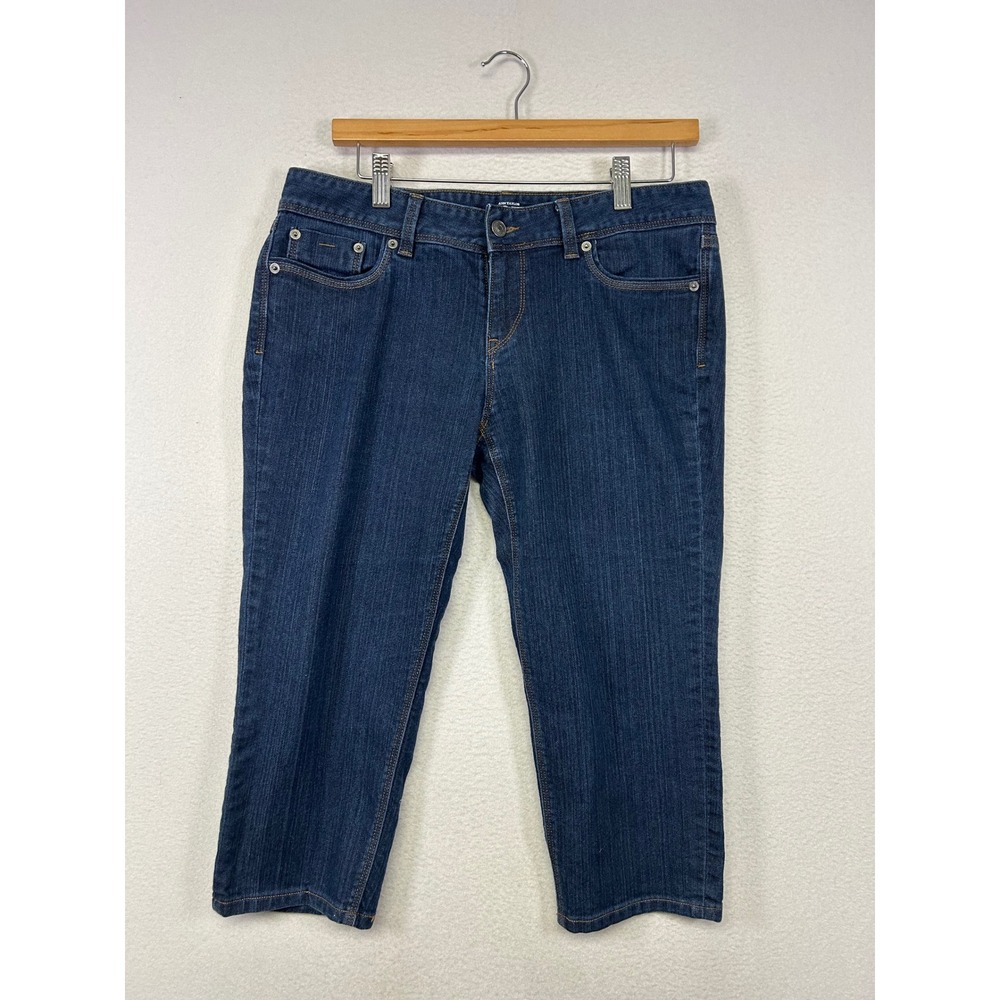 Classic Minimalist Ann Taylor LOFT Women 8P Blue Dark Wash Modern Cropped Jeans